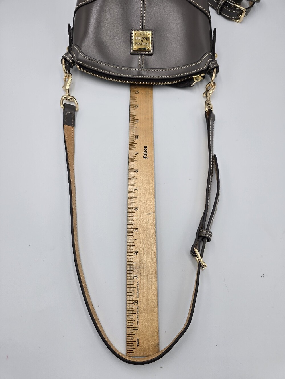 DOONEY & BOURKE Steel Gray Leather Mini Domed Crossbody Purse Shoulder Bag *read - Picture 10 of 16